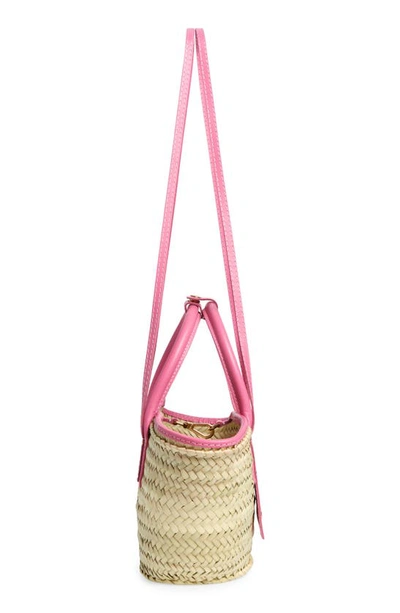 Shop Jacquemus Le Petit Panier Soli Woven Palm Basket Bag In Neon Pink