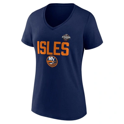 Shop Fanatics Branded  Navy New York Islanders 2024 Nhl Stadium Series Logo V-neck T-shirt