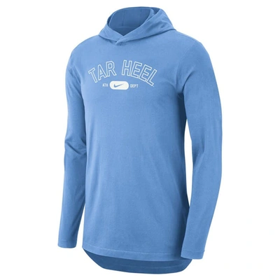 Shop Nike Carolina Blue North Carolina Tar Heels Campus Performance Long Sleeve Hoodie T-shirt In Light Blue