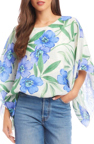 Shop Karen Kane Blouson Linen Top In Floral Print
