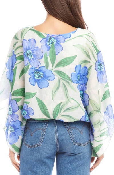 Shop Karen Kane Blouson Linen Top In Floral Print