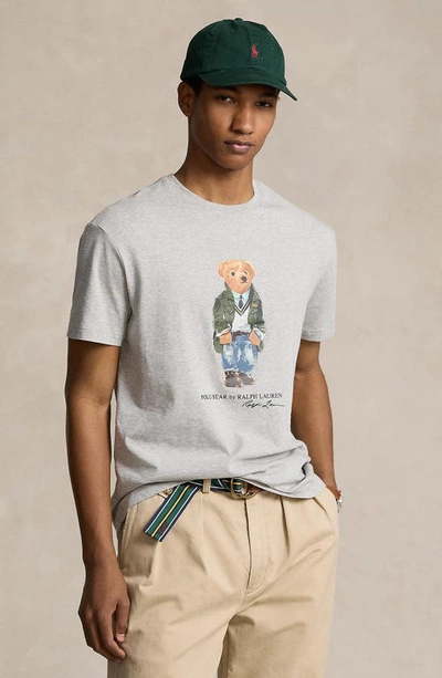 Shop Polo Ralph Lauren Polo Bear Graphic T-shirt In Sp24 Andover Hthr Hrtg Bear