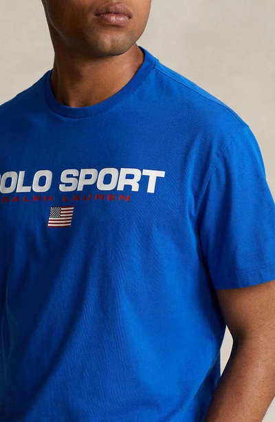 Shop Polo Ralph Lauren Polo Sport Logo Cotton Graphic T-shirt In Heritage Blue