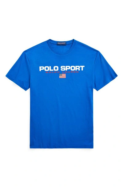 Shop Polo Ralph Lauren Polo Sport Logo Cotton Graphic T-shirt In Heritage Blue