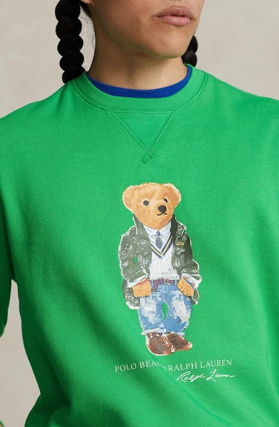 Shop Polo Ralph Lauren Polo Bear Graphic Sweatshirt In Tiller Green