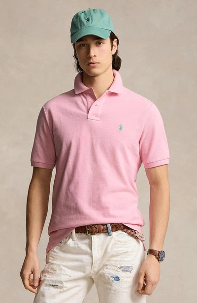 Shop Polo Ralph Lauren Solid Piqué Knit Polo In Garden Pink