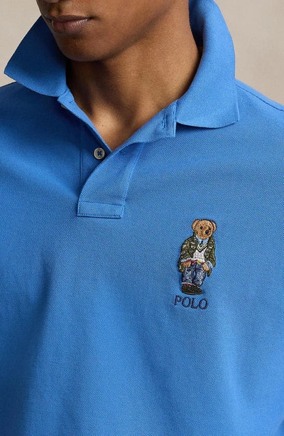 Shop Polo Ralph Lauren Polo Bear Cotton Piqué Polo In Sp24 New Englnd Blue Hrtg Bear