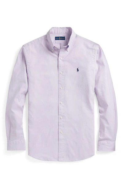 Shop Polo Ralph Lauren Washed Pinpoint Oxford Button-down Shirt In Purple