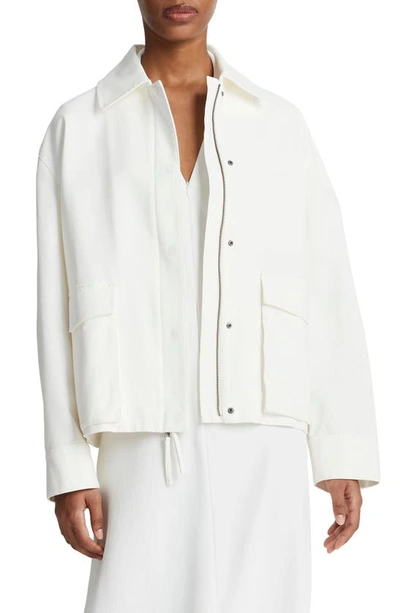 Shop Vince Stretch Cotton Utility Jacket In Off White