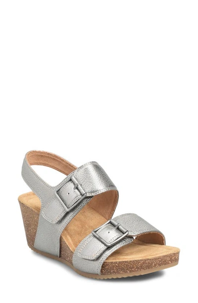 Shop Comfortiva Erlina Wedge Sandal In Grey-gold