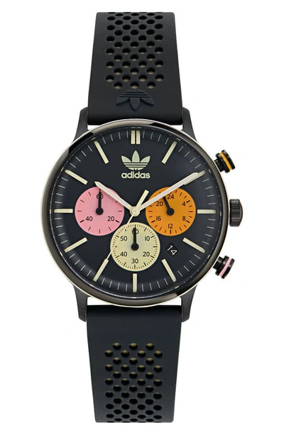 Shop Adidas Originals Ao Silicone Strap Chronograph Watch In Black
