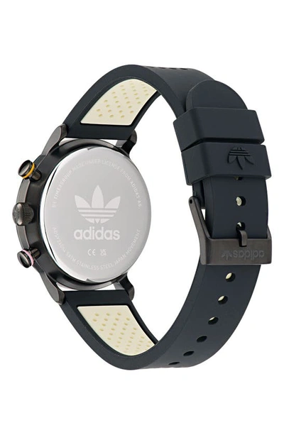 Shop Adidas Originals Adidas Ao Silicone Strap Chronograph Watch In Black