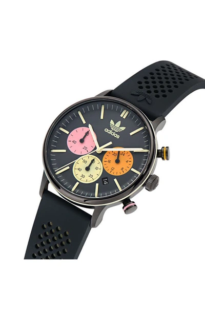 Shop Adidas Originals Adidas Ao Silicone Strap Chronograph Watch In Black