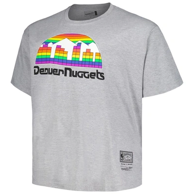 Shop Mitchell & Ness Heather Gray Denver Nuggets Big & Tall Hardwood Classics Vintage Logo T-shirt