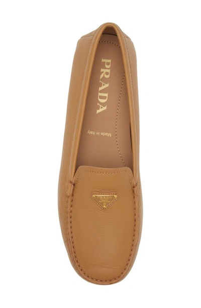 Shop Prada Triangle Logo Driving Loafer In Natural
