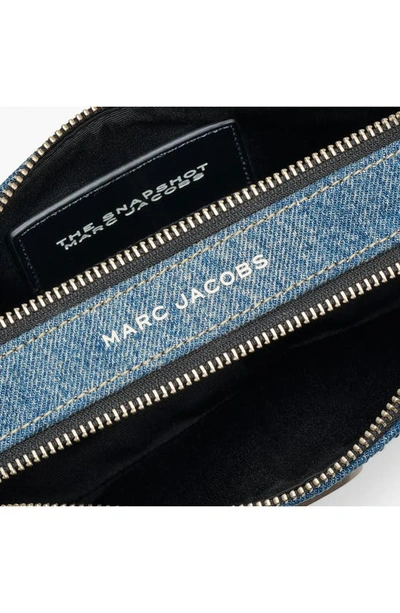 Shop Marc Jacobs The Crystal Denim Snapshot Crossbody Bag In Light Blue Crystal
