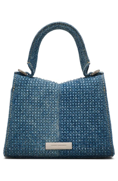 Shop Marc Jacobs The Crystal Denim St. Marc Mini Top Handle Bag In Light Blue Crystal