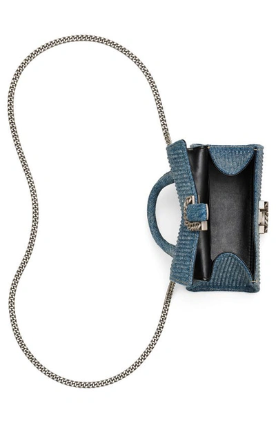 Shop Marc Jacobs The Crystal Denim St. Marc Mini Top Handle Bag In Light Blue Crystal