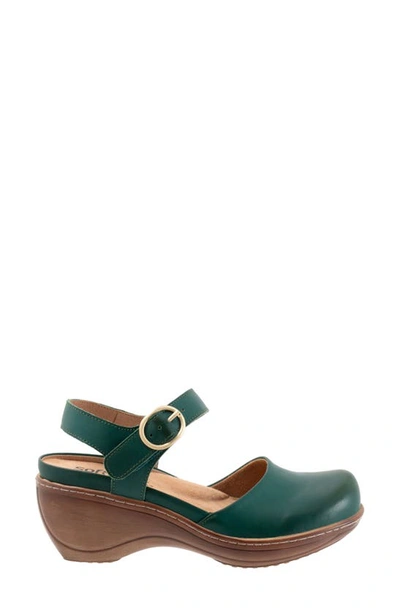 Softwalk Mabelle Ankle Strap Clog In Dk Green