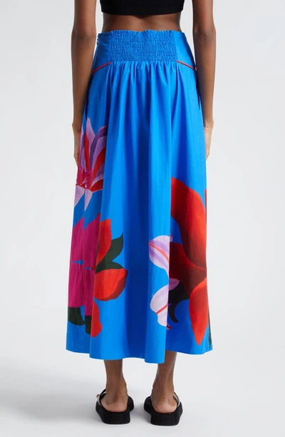 Shop Farm Rio Amazonia Floral Maxi Skirt In Watercolor Floral Blue