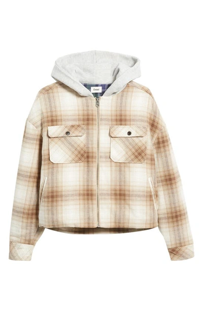 Shop Elwood Oversize Plaid Flannel Hooded Zip Jacket In Brown Shadow Plaid
