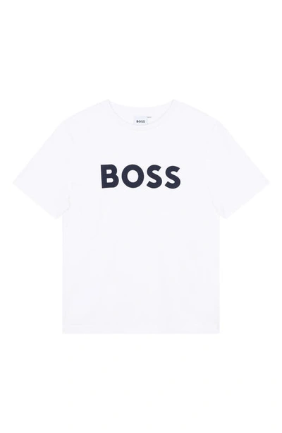 Shop Bosswear Kids' Logo Cotton Graphic T-shirt In White