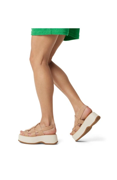 Shop Sorel Dayspring Slingback Platform Sandal In Honest Beige/ Chalk