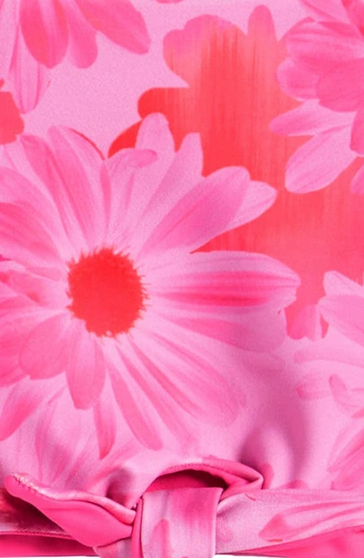 Shop Zella Girl Kids' Tie Front Reversible Two-piece Swimsuit In Pink Flash Hazy Daisies