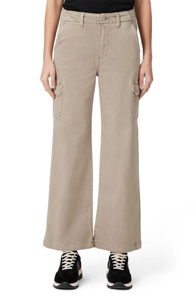Shop Paige Carly High Waist Ankle Wide Leg Cargo Pants In Vintage Moss Taupe