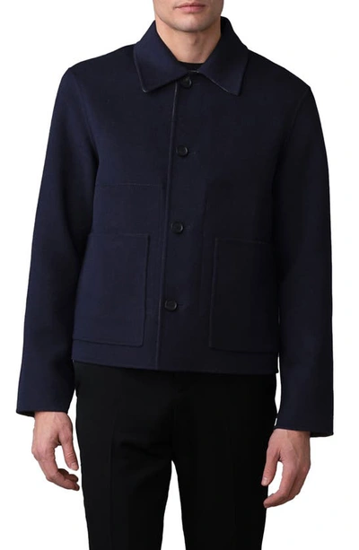 Shop Mackage Anders Reversible Wool Jacket In Navy-light Military