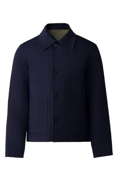 Shop Mackage Anders Reversible Wool Jacket In Navy-light Military