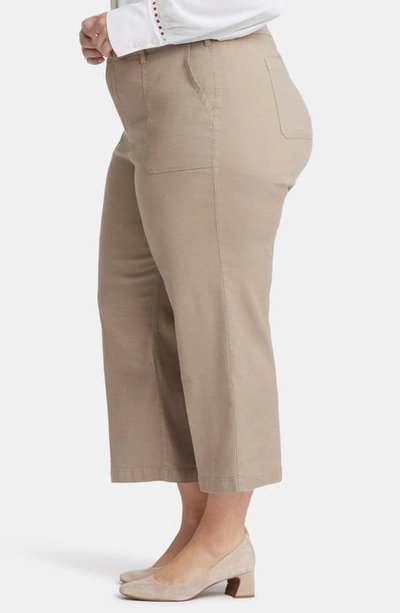 Nydj Utility Wide Leg Capri Linen Blend Pants In Saddlewood
