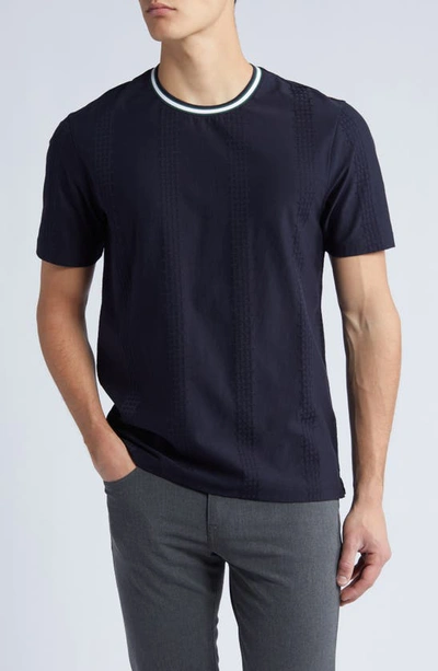 Shop Ted Baker Rousel Textured Cotton Ringer T-shirt In Navy