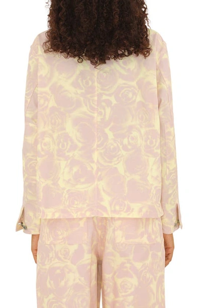 Shop Burberry Rose Print Shirt Jacket In Cameo Ip Pattern