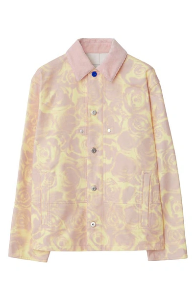 Shop Burberry Rose Print Shirt Jacket In Cameo Ip Pattern