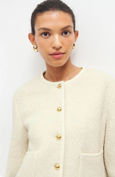 Shop Reformation Dale Fleece Crop Jacket In Cream