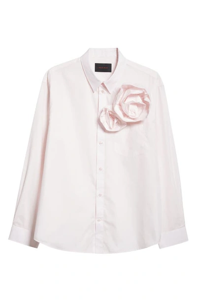 Shop Simone Rocha Pressed Rose Classic Fit Button-up Shirt In Pale Rose