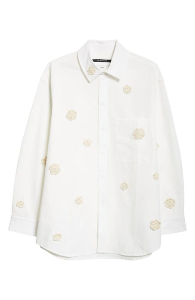 Shop Song For The Mute Floral Appliqué Button-up Shirt In White