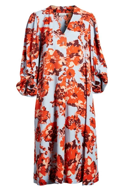 Shop Masai Copenhagen Nalo Floral Long Sleeve Dress In Orange.com