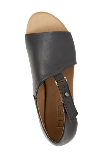 Bueno Kale Flat Sandal In Black Leather