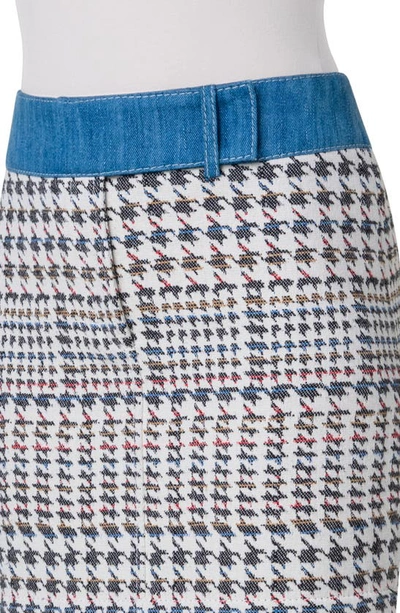 Shop Akris Punto Houndstooth Jacquard Skirt In Denim-multicolor