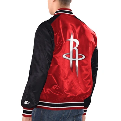 Shop Starter Red/black Houston Rockets Renegade Satin Full-snap Varsity Jacket