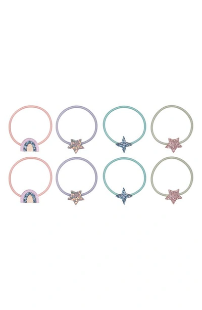 Shop Mimi & Lula Kids' Assorted 8-pack Stars & Rainbows Ponytail Holders In Pink
