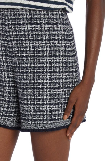 Shop Moncler Tweed Shorts In Blue