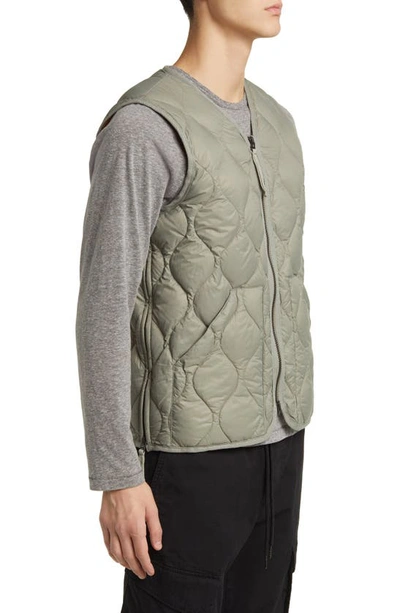 Shop Taion Military Quilted Packable Water Resistant 800 Fill Power Down Vest In Dark Sage Green