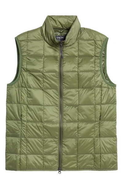 Shop Taion Quilted Packable Water Resistant 800 Fill Power Down Vest In Olive