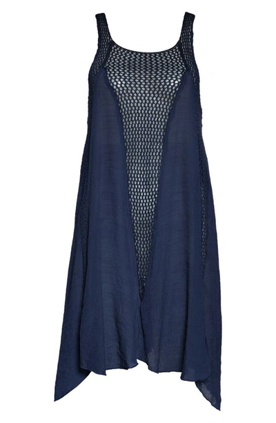 Shop Elan Crochet Inset Cover-up Dress In Navy