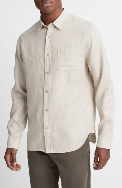 Shop Vince Linen Button-up Shirt In Pumice Rock