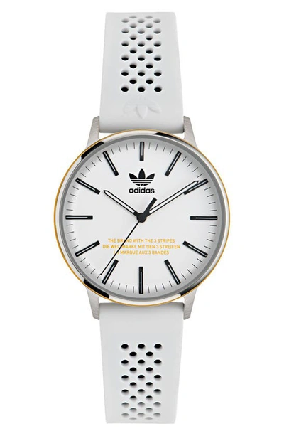 Shop Adidas Originals Ao Silicone Strap Watch In White