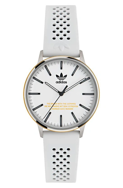 Shop Adidas Originals Adidas Ao Silicone Strap Watch In White